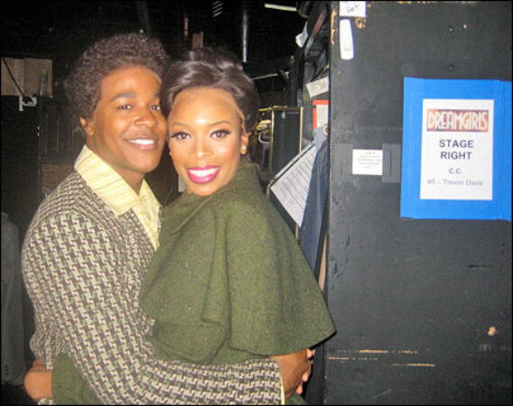Grabbing a quick hug with Trevon Davis, who plays C.C. White, at the top of Act II.