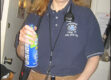 Mary from Sound has come to "blow my microphone" with her pressurized can of air! Is that my cowery-shell bra hanging on the chair?