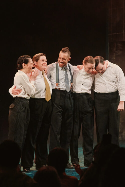 Operation Mincemeat Broadway OBC Final Curtain 2026 Claire-Marie Hall, Zoë Roberts, David Cumming, Natasha Hodgson, and Jak Malone HR