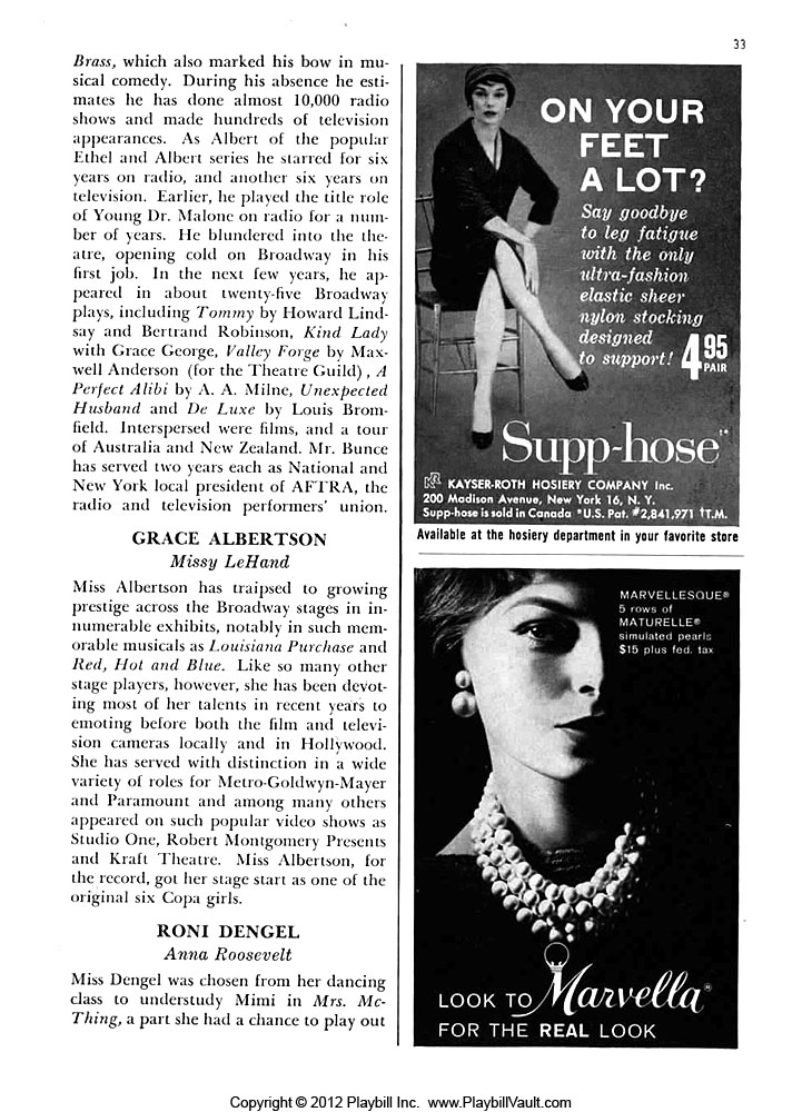 Sunrise at Campobello (Broadway, Cort Theatre, 1958) | Playbill