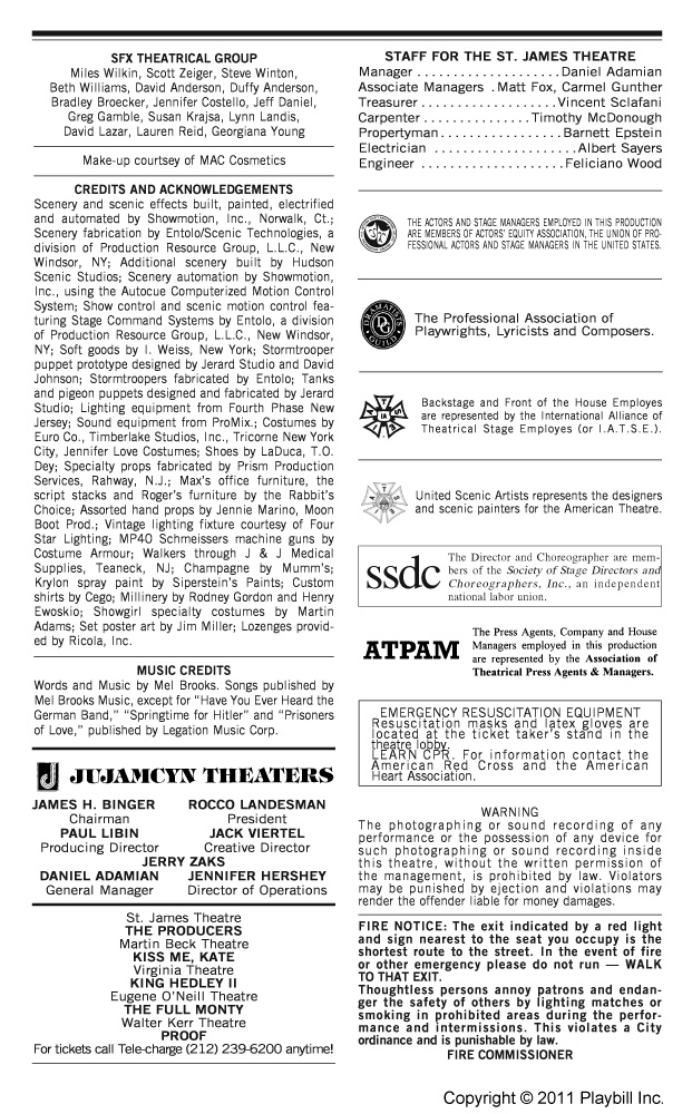 The Producers Broadway St James Theatre 2001 Playbill