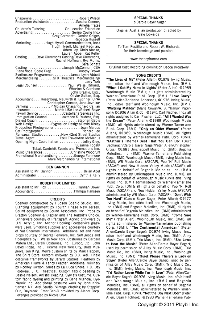 The Boy from Oz (Broadway, Imperial Theatre, 2003) Playbill