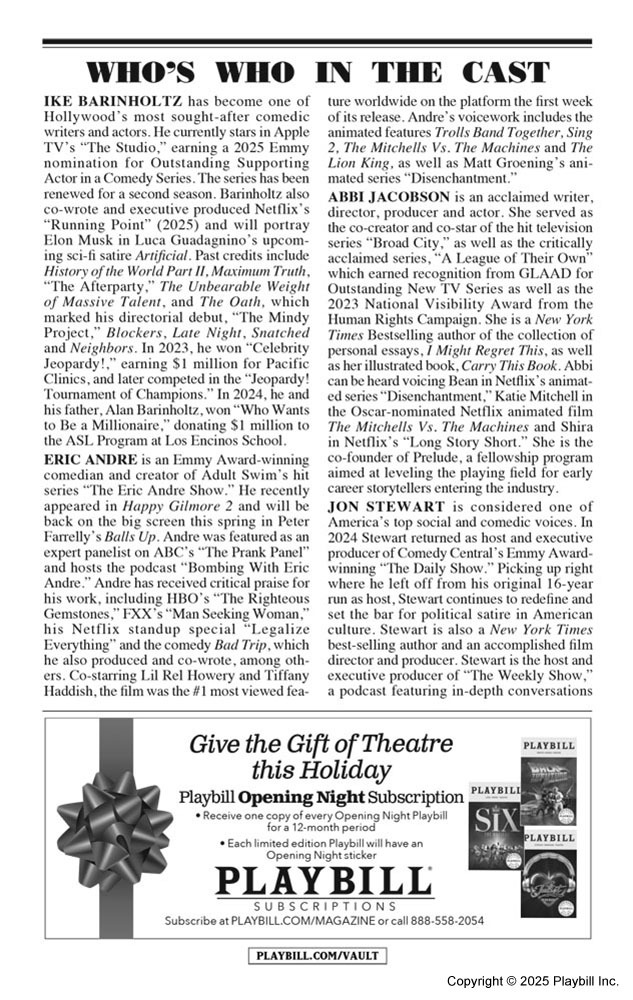 All Out Playbill - Opening Night