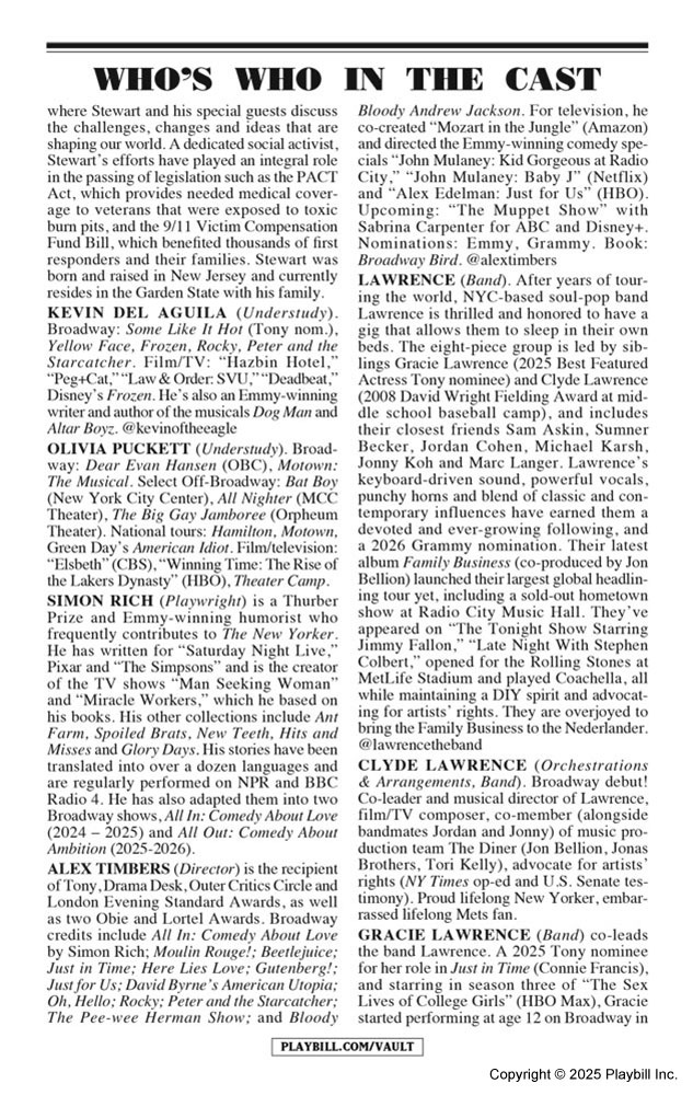 All Out Playbill - Opening Night