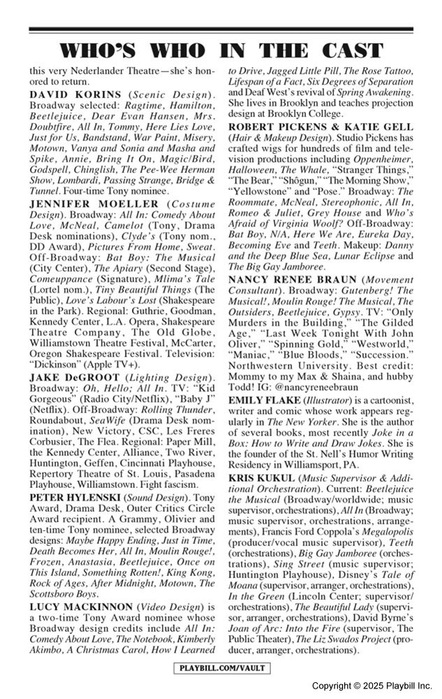 All Out Playbill - Opening Night