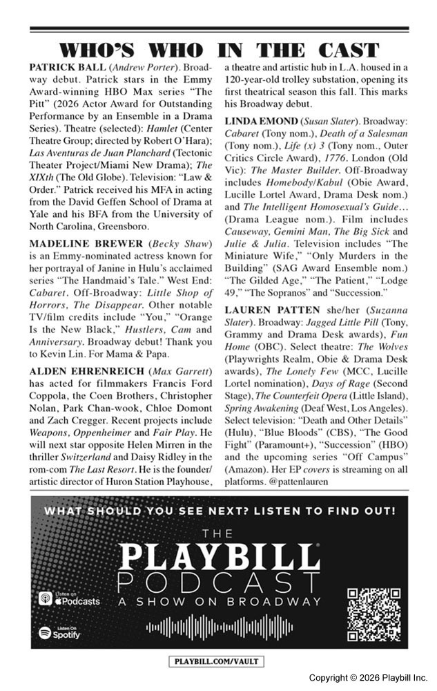 Becky Shaw Playbill - Opening Night