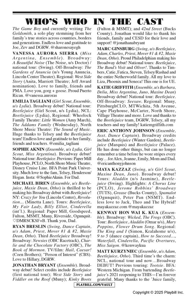 Beetlejuice Playbill - Opening Night