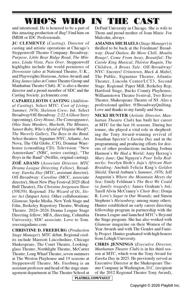 Bug Playbill - Opening Night