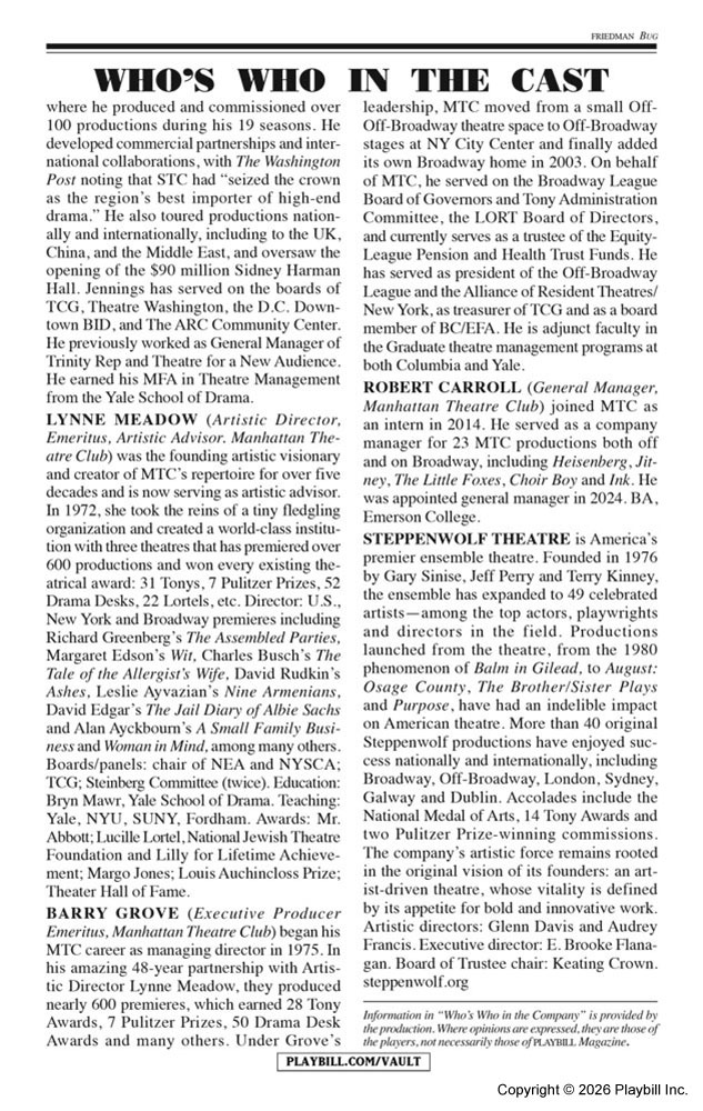 Bug Playbill - Opening Night