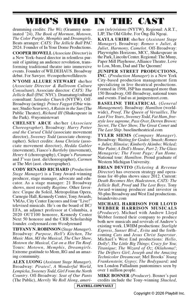 Cats: The Jellicle Ball Playbill - Opening Night