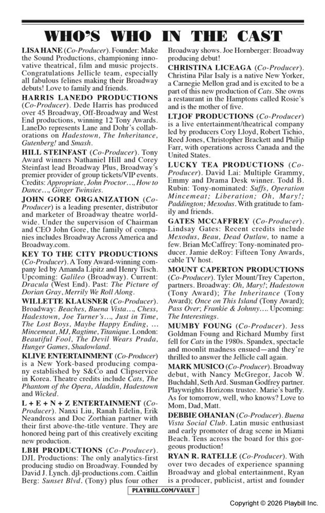 Cats: The Jellicle Ball Playbill - Opening Night
