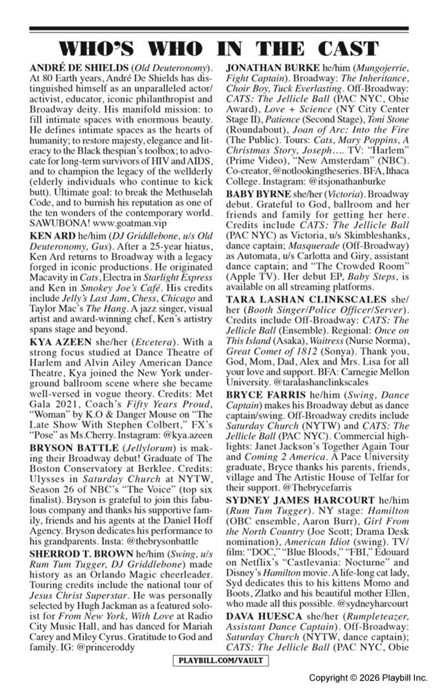 Cats: The Jellicle Ball Playbill - Opening Night