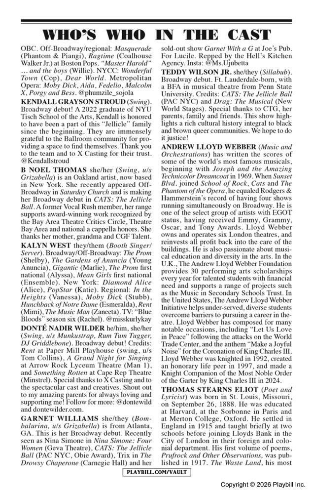 Cats: The Jellicle Ball Playbill - Opening Night