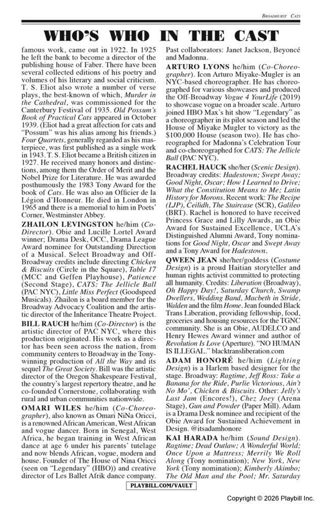 Cats: The Jellicle Ball Playbill - Opening Night