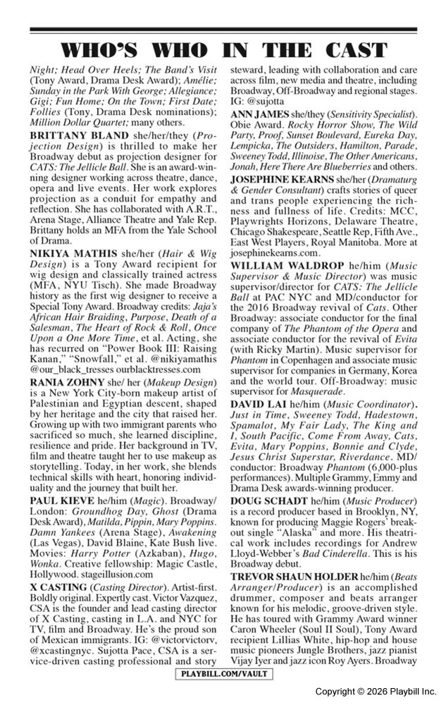 Cats: The Jellicle Ball Playbill - Opening Night