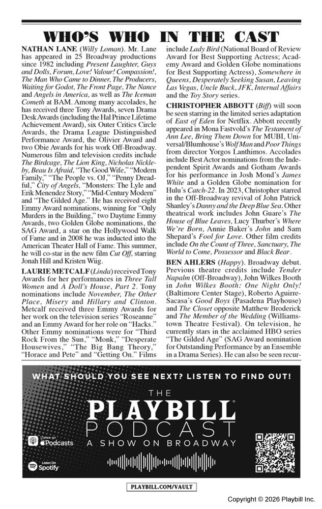 Death of a Salesman Playbill - Opening Night