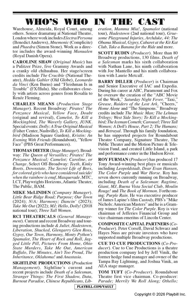 Death of a Salesman Playbill - Opening Night