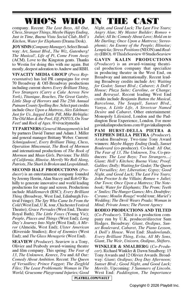Every Brilliant Thing Playbill - Opening Night