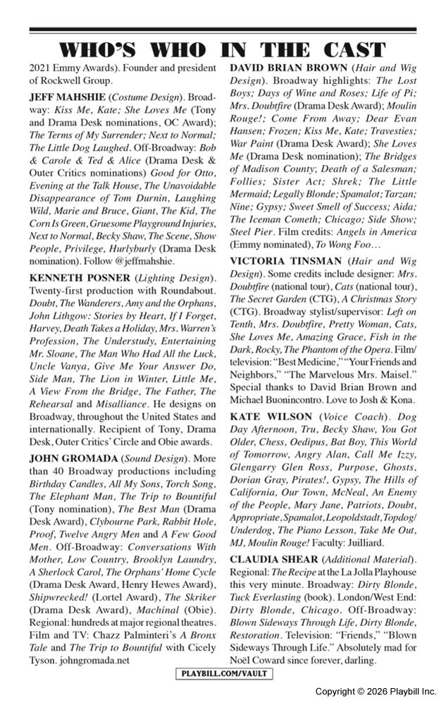 Fallen Angels Playbill - Opening Night