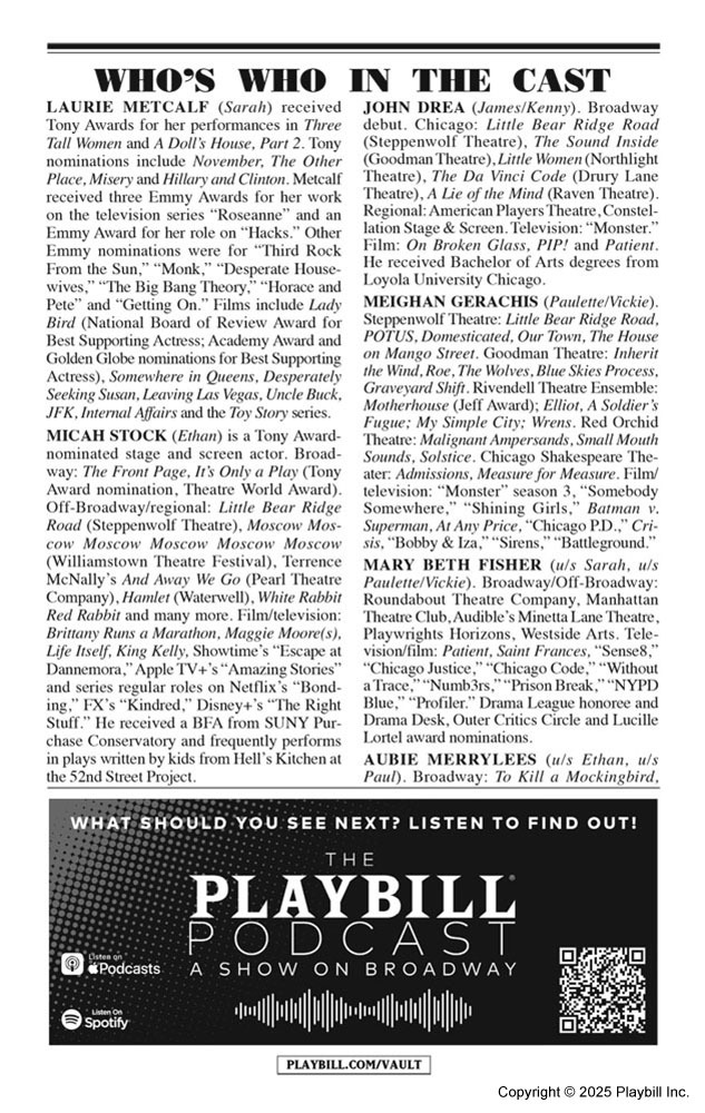 Little Bear Ridge Road Playbill - Opening Night