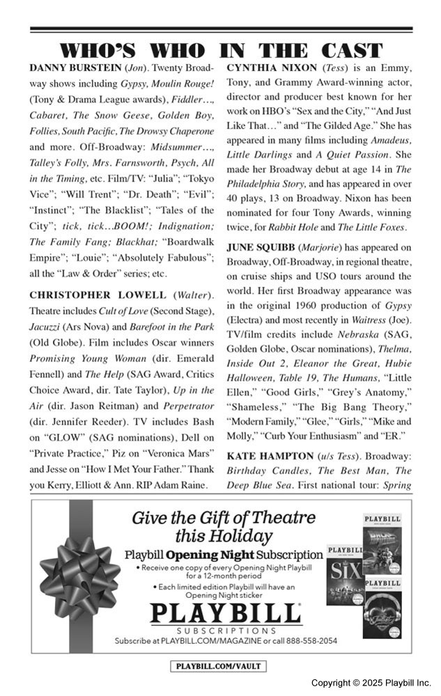 Marjorie Prime Playbill - Opening Night