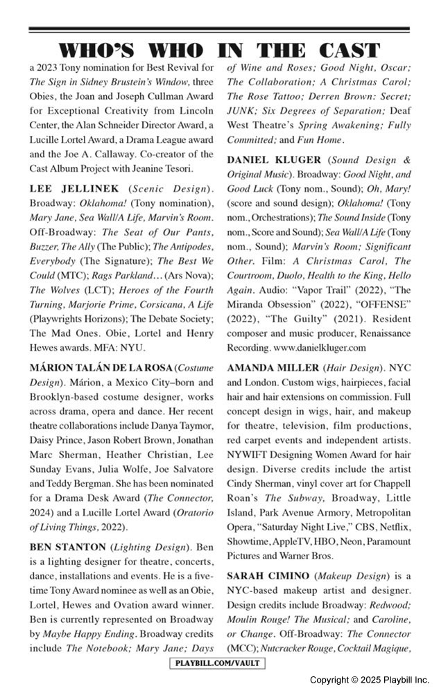 Marjorie Prime Playbill - Opening Night