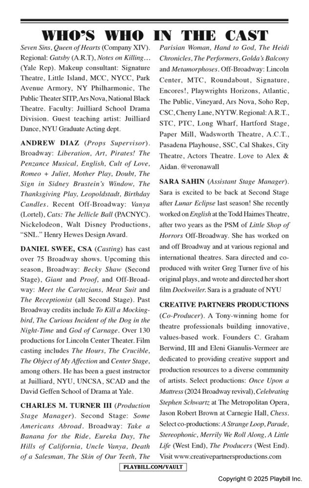 Marjorie Prime Playbill - Opening Night