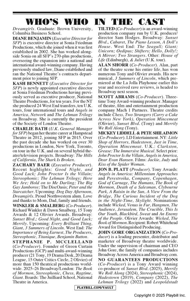 Oedipus Playbill - Opening Night