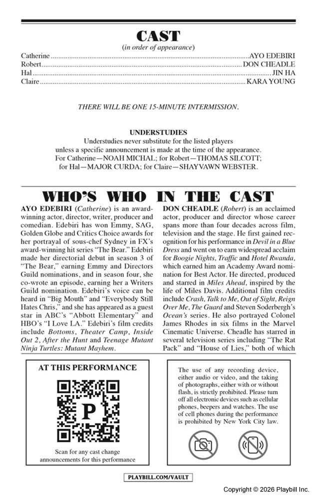 Proof Playbill - Opening Night