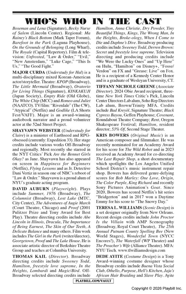 Proof Playbill - Opening Night