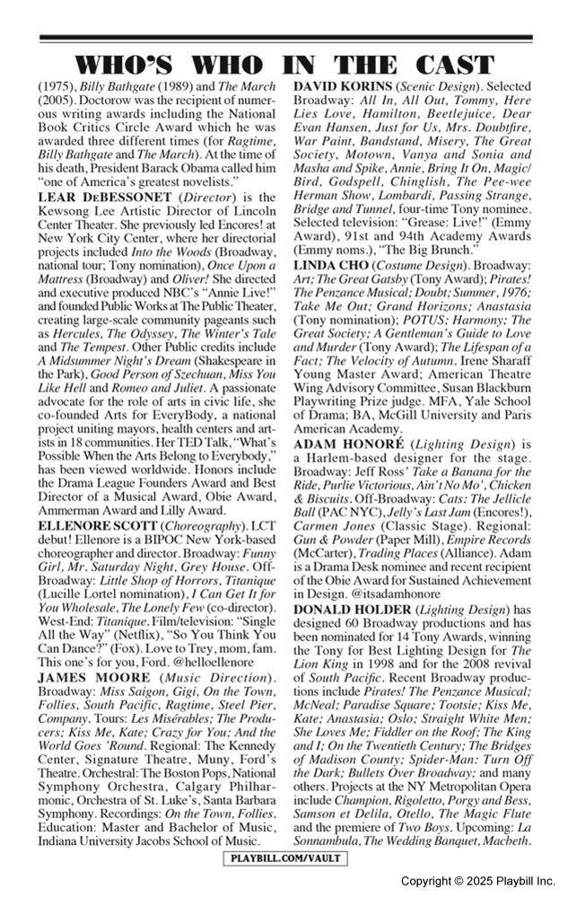 Ragtime Playbill - Opening Night