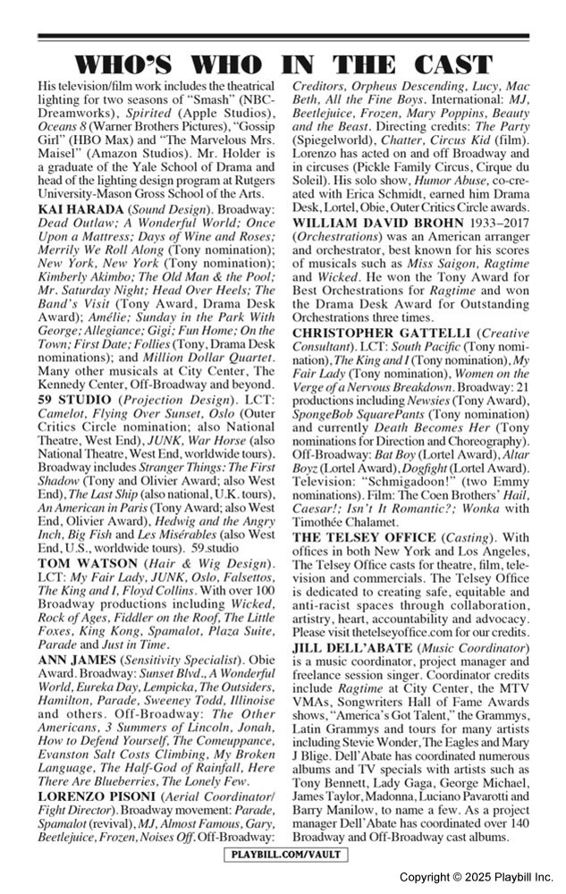 Ragtime Playbill - Opening Night