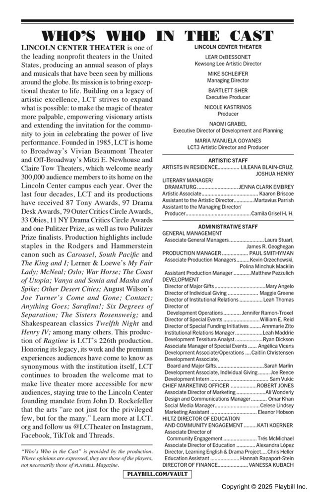 Ragtime Playbill - Opening Night