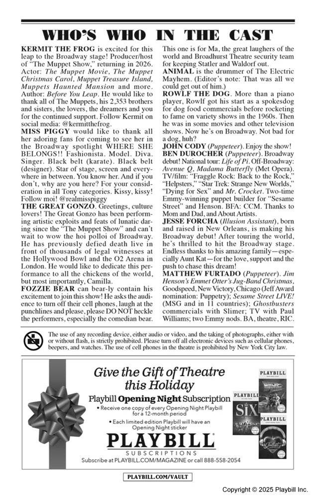 Rob Lake Magic with Special Guests The Muppets Playbill - Opening Night