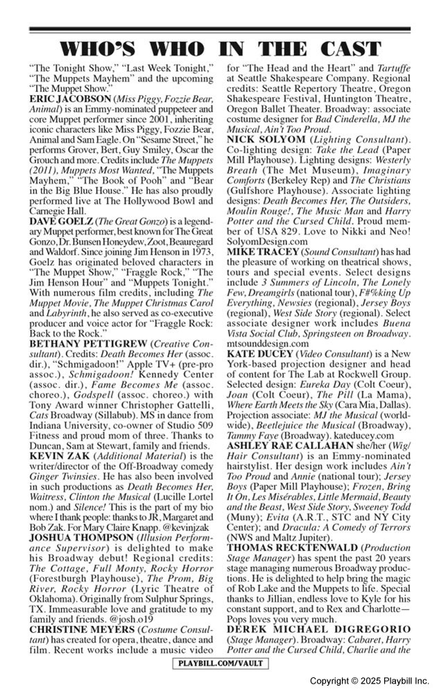Rob Lake Magic with Special Guests The Muppets Playbill - Opening Night