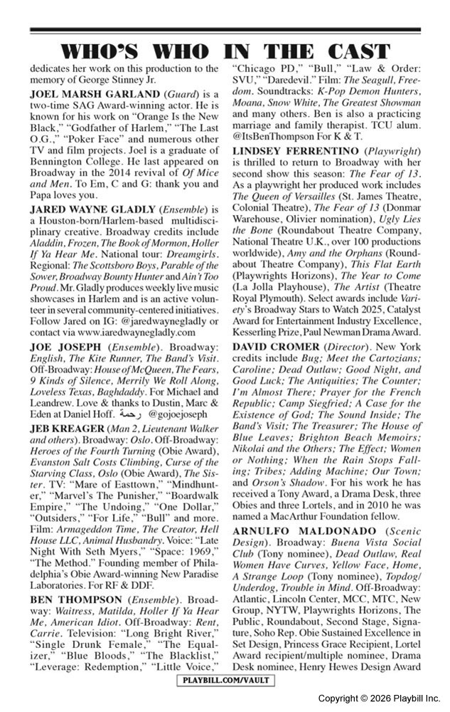 The Fear of 13 Playbill - Opening Night