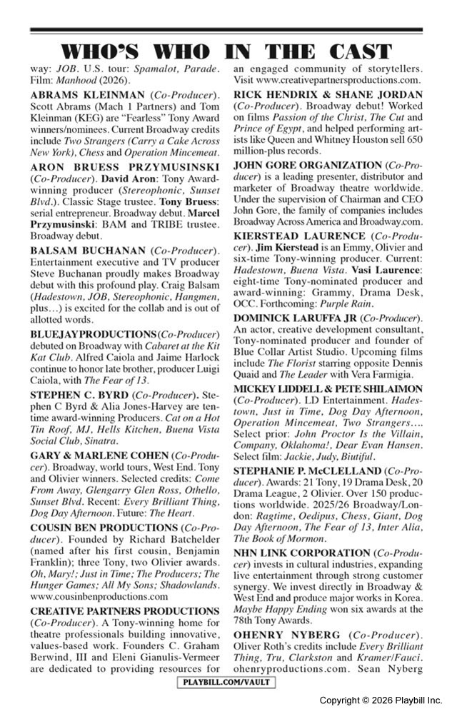 The Fear of 13 Playbill - Opening Night