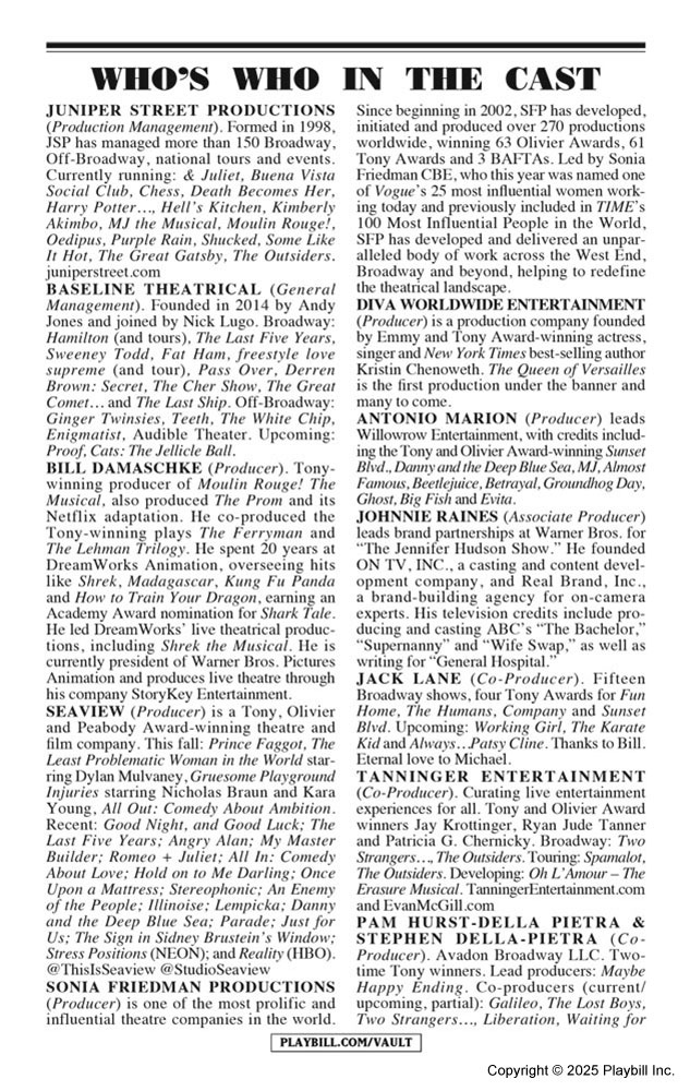The Queen of Versailles Playbill - Opening Night