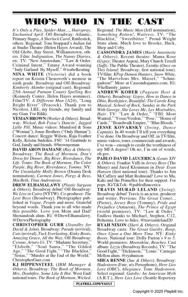 The Queen of Versailles Playbill - Opening Night