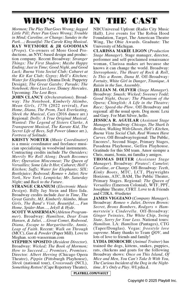 The Queen of Versailles Playbill - Opening Night