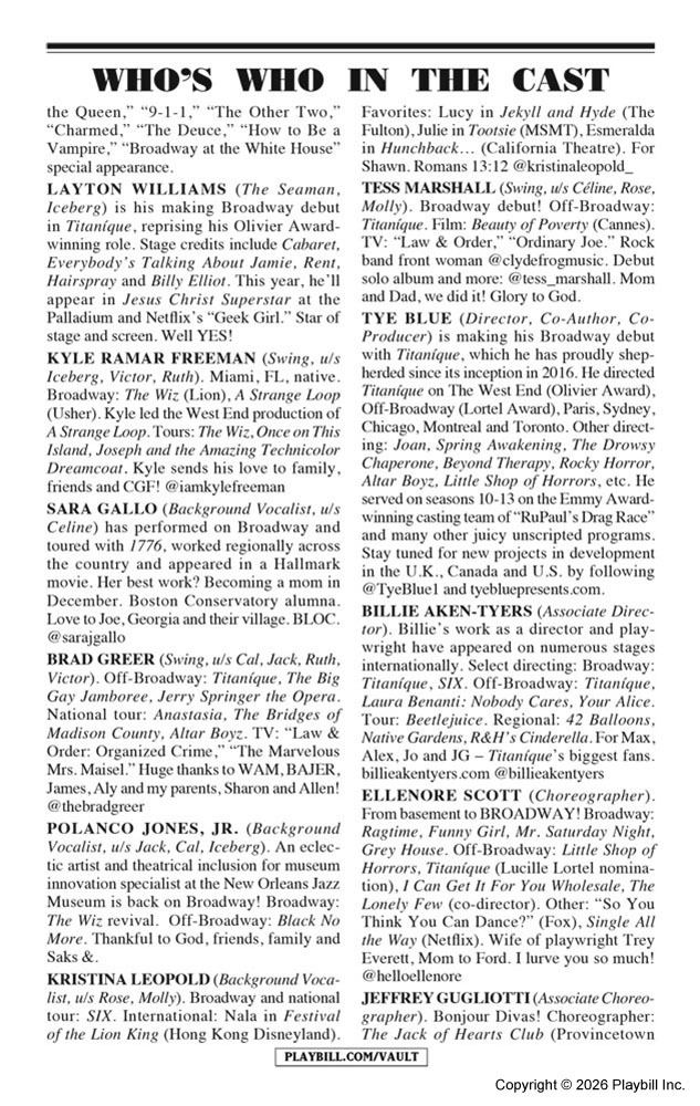 Titaníque Playbill - Opening Night