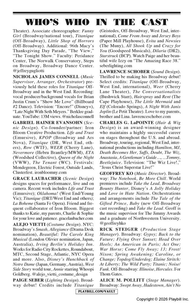 Titaníque Playbill - Opening Night