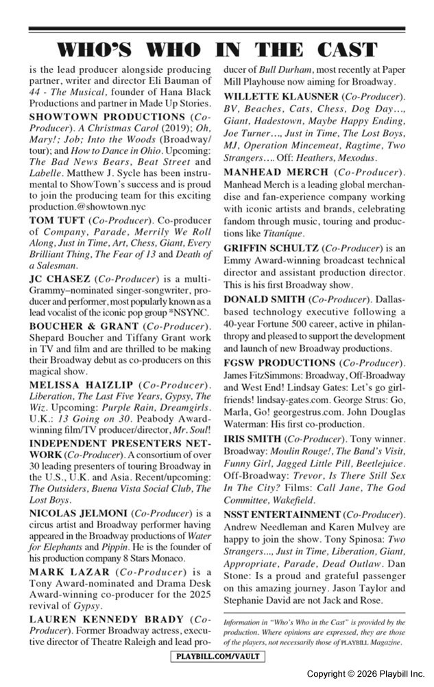 Titaníque Playbill - Opening Night