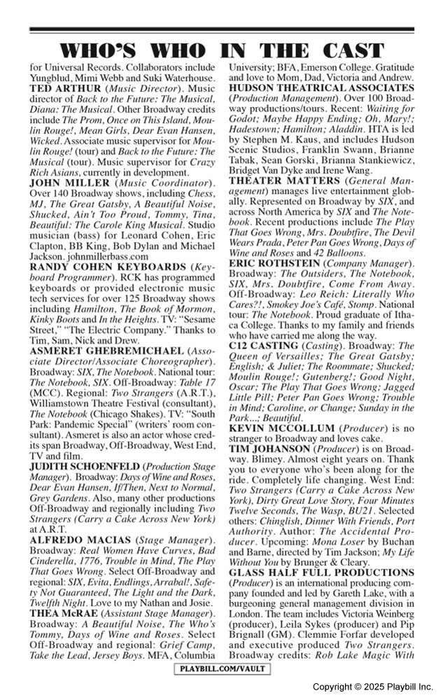 Two Strangers (Carry a Cake Across New York) Playbill - Opening Night